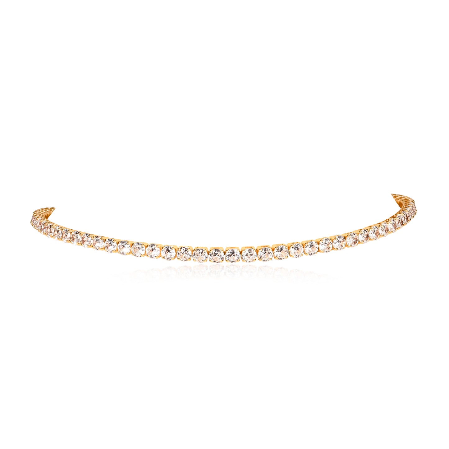 4mm Wide Tennis Choker Necklace With Clear Cubic Zirconia Stones