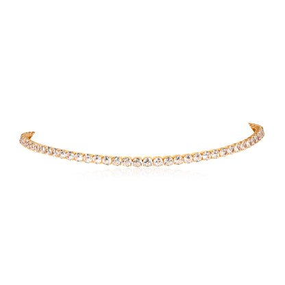 4mm Wide Tennis Choker Necklace With Clear Cubic Zirconia Stones