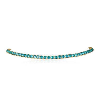 4mm Wide Light Blue Gold Tennis Choker Necklace With Light Blue Cubic Zirconia Stones (Copy)