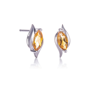 925 Sterling Silver Citrine Marquise Stud Earrings