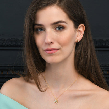 Gold Plated 4 Leaf Clover Stud Earrings for Women
