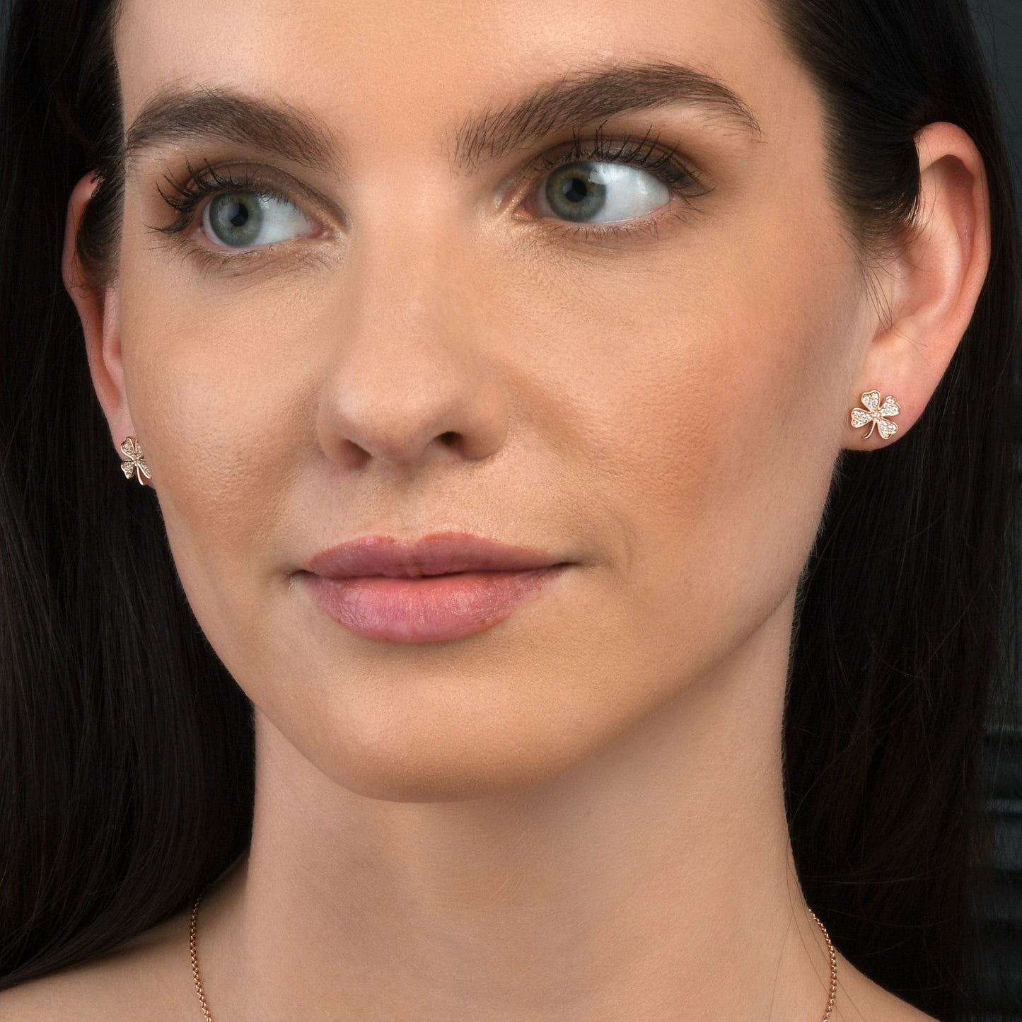 Rose Gold 4 Leaf Clover Stud Earrings for Women