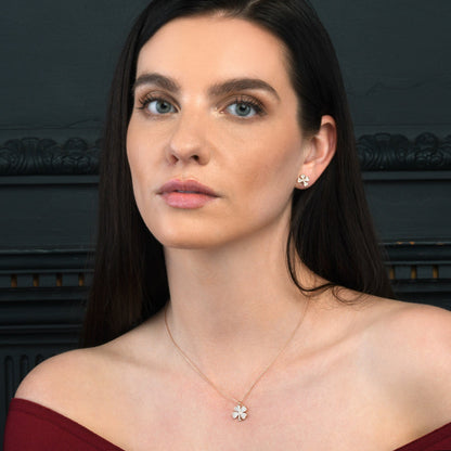 Rose gold Plated 925 Sterling Silver 4 Leaf Clover Pendant Necklace for Women