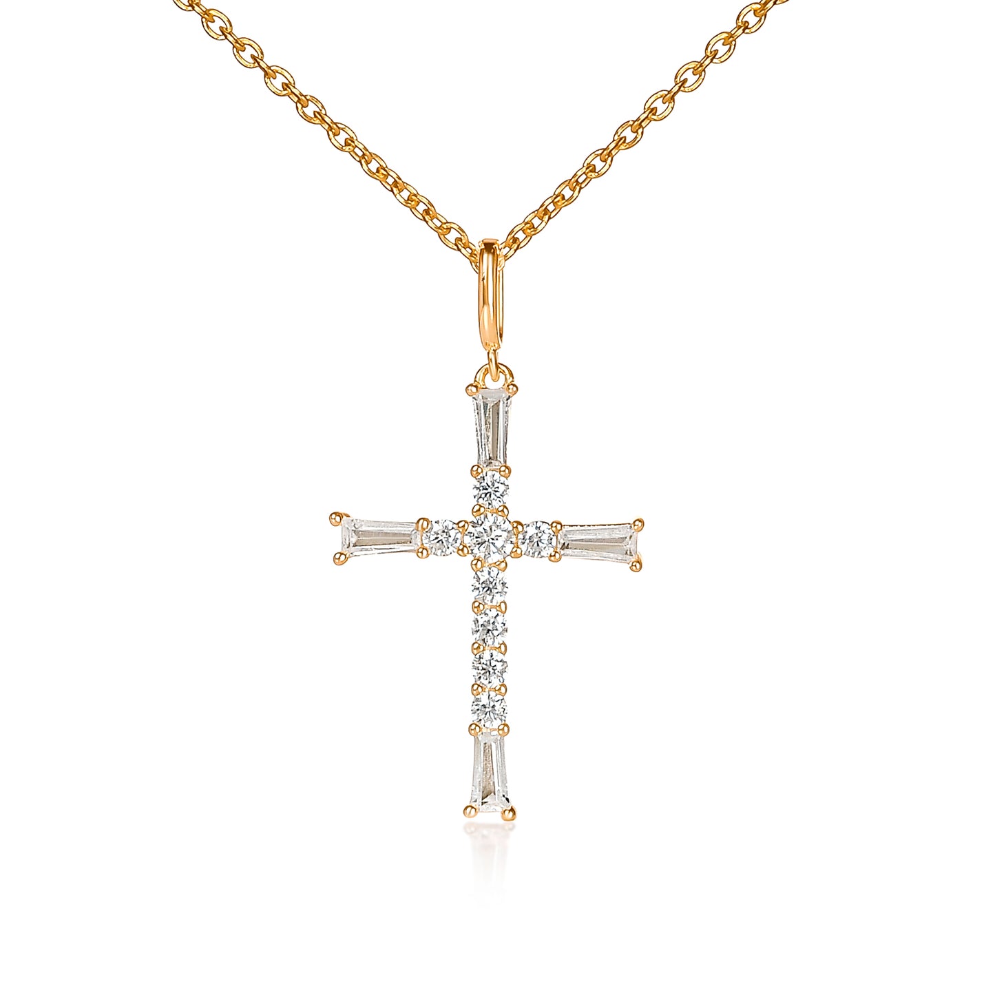 Gold Plated Sterling Silver Cross pendant Necklace