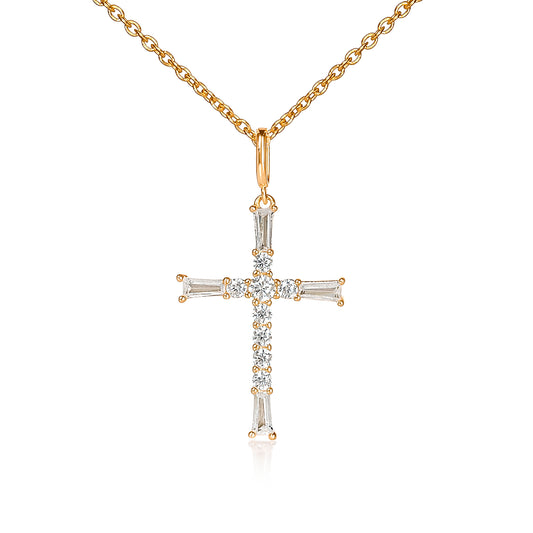 Gold Plated Sterling Silver Cross pendant Necklace