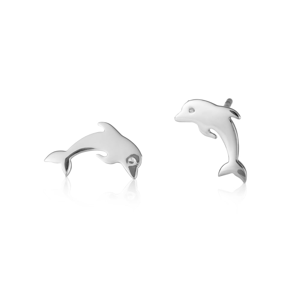 925 Sterling Silver Cute Dolphin Shaped Small Stud Earrings for Women