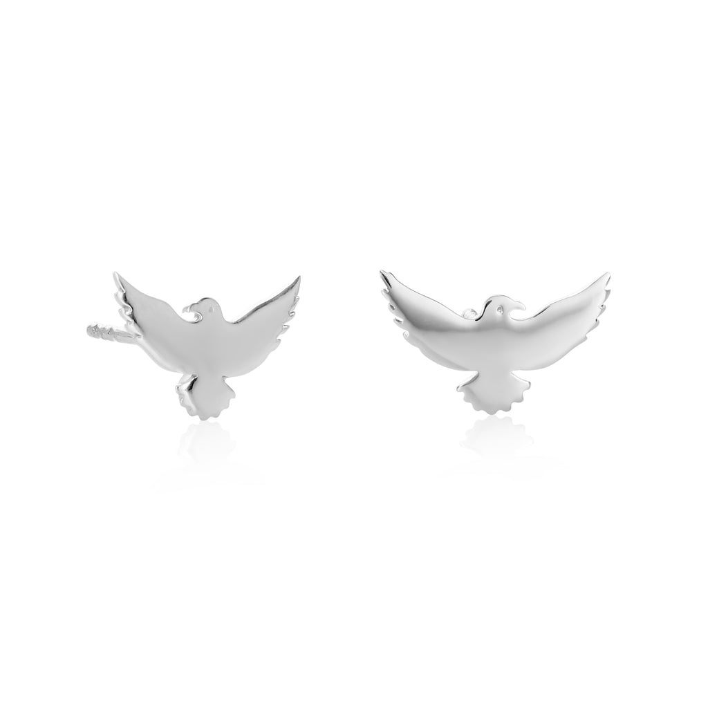 925 Sterling Silver Fun Bird Shaped Small Stud Earrings for Women