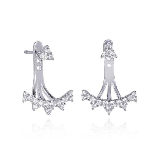Sterling Silver Crown Ear Jacket Earrings for Women
