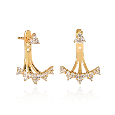 Gold Plated 925 Sterling Silver Ear Jacket Earrings for Women