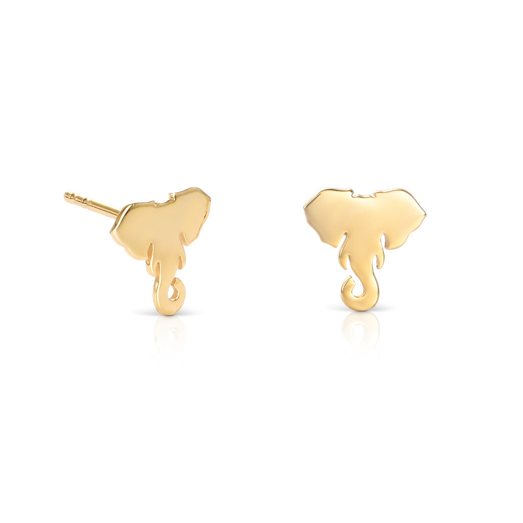 Gold Plated 925 Sterling Silver Small Elephant Head Shaped Studs For Women