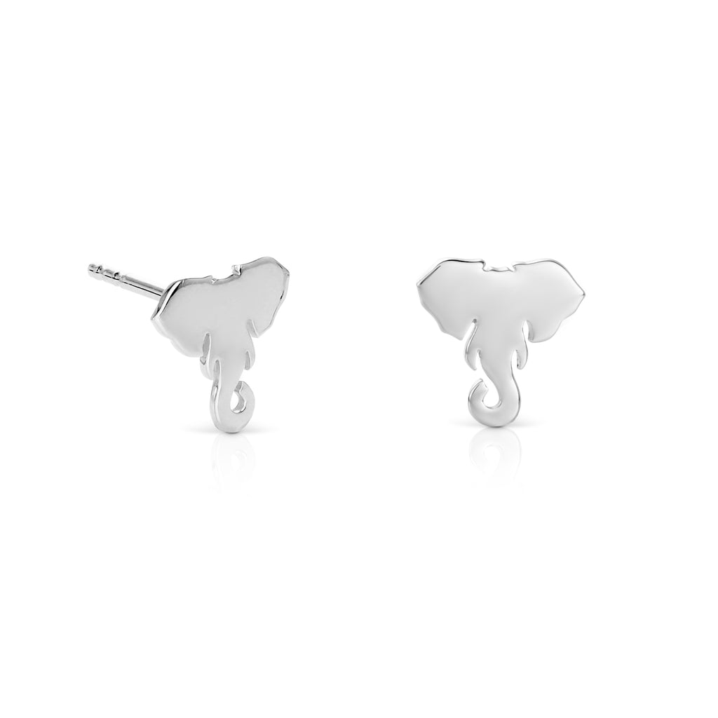 925 Sterling Silver Small Elephant Head Shaped Studs For Women