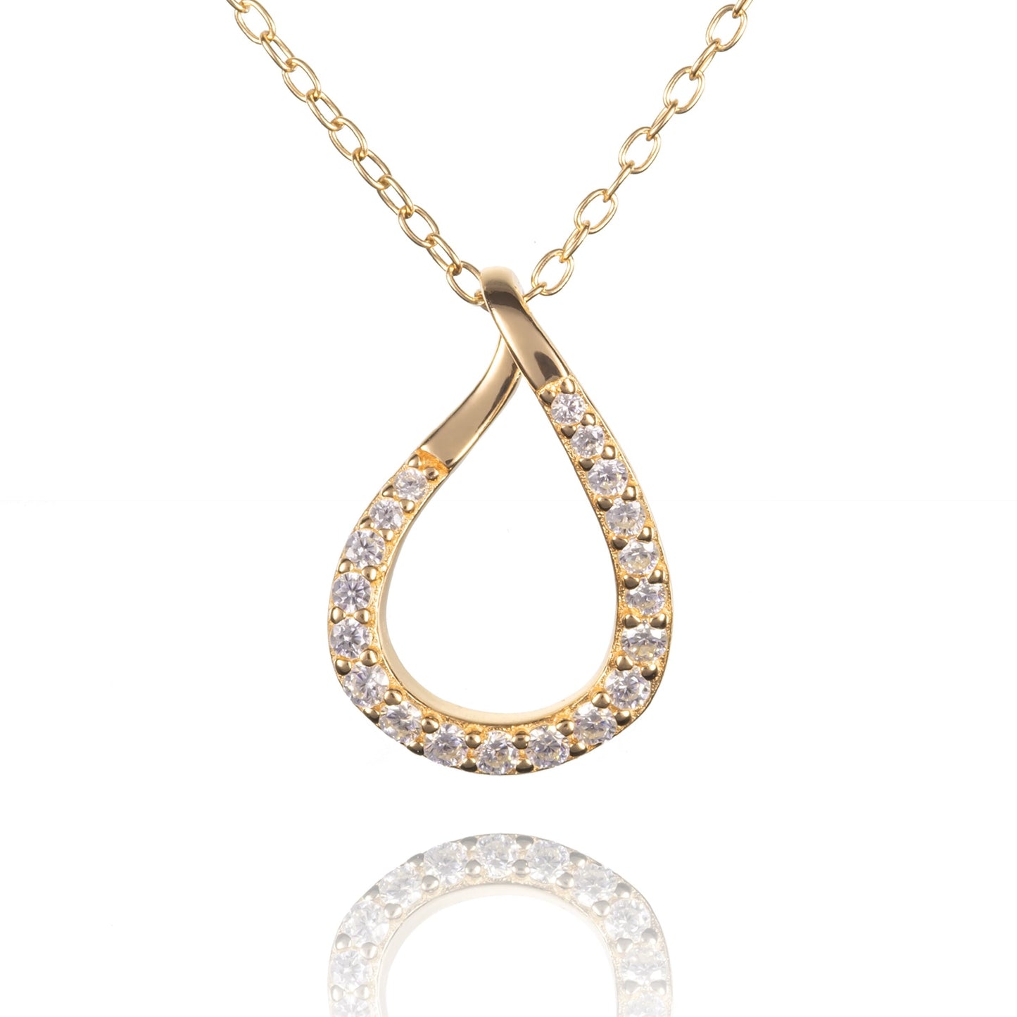 Gold plated Sterling Silver Pear Shaped Pendant Necklace for Women