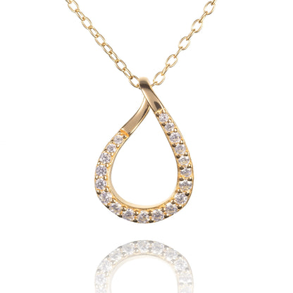Gold plated Sterling Silver Pear Shaped Pendant Necklace for Women