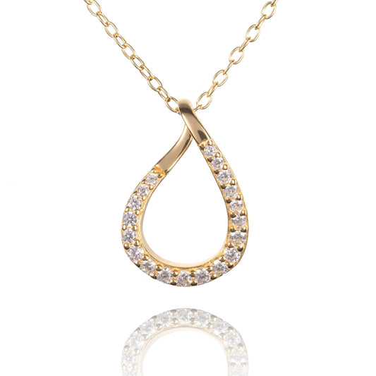 Gold plated Sterling Silver Pear Shaped Pendant Necklace for Women