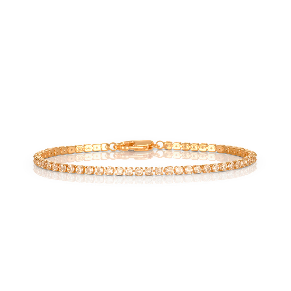 Dainty 2.5 mm Gold Tennis Bracelet with White Cubic Zirconia Stones for Women