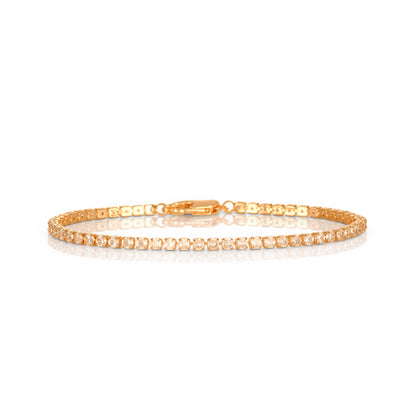 Dainty 2.5 mm Gold Tennis Bracelet with White Cubic Zirconia Stones for Women