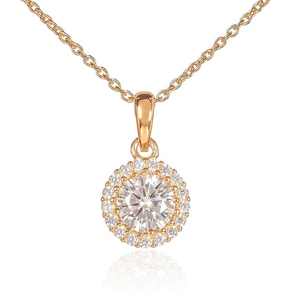 Gold Plated 925 Sterling Silver Round Halo Pendant Necklace For Women