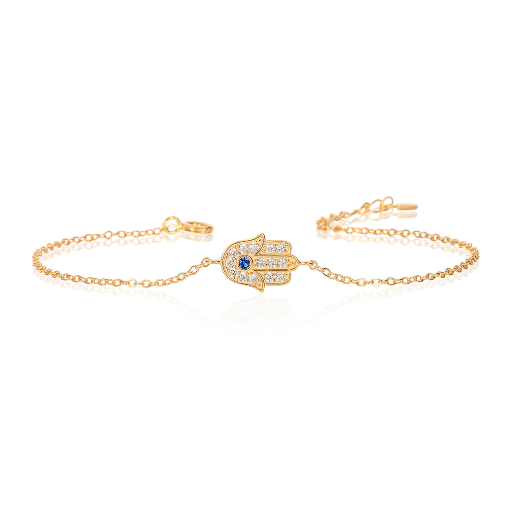 Dainty Gold Plated 925 Sterling Silver Hamza Bracelet For Women