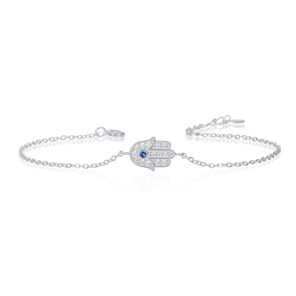 Dainty 925 Sterling Silver Hamza Bracelet For Women