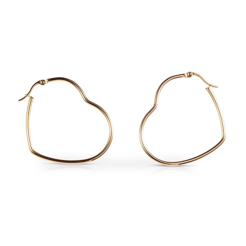 Large Gold Plated Heart Hoop Earrings for Women