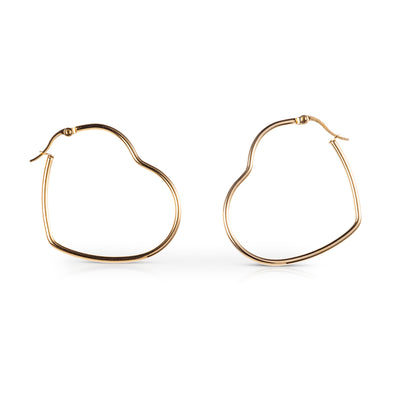 Large Gold Plated Heart Hoop Earrings for Women