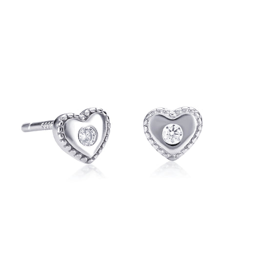 925 Sterling Silver Mini Heart Stud Earrings for Women