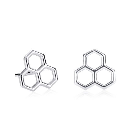 925 Sterling Silver Honeycomb Stud Earrings for Women