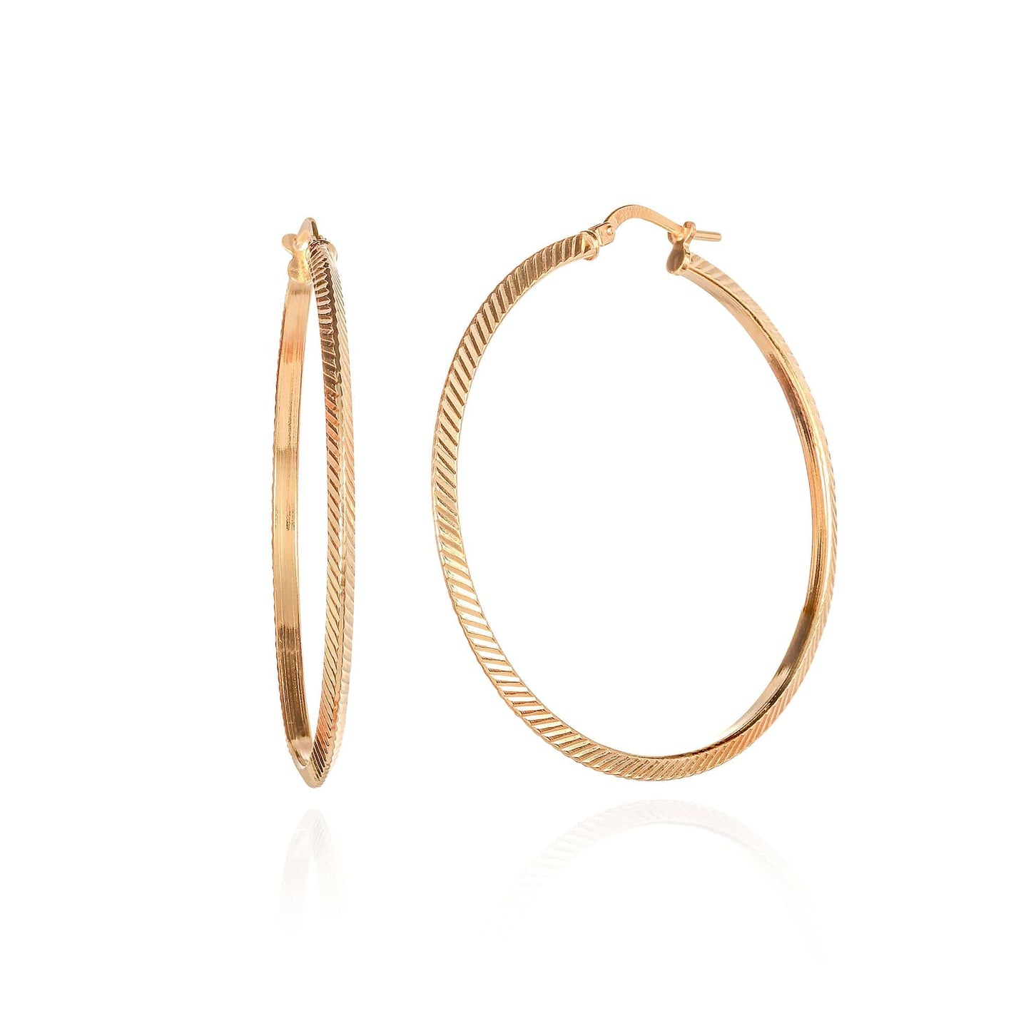 Diamond-Cut Gold Plated 925 Sterling Silver Hoop Earrings For Women