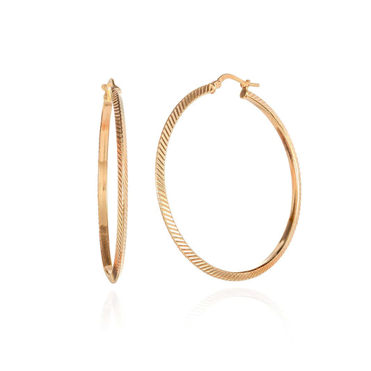 Diamond-Cut Gold Plated 925 Sterling Silver Hoop Earrings For Women