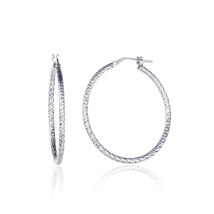 Diamond-Cut 925 Sterling Silver Hoop Earrings For Women