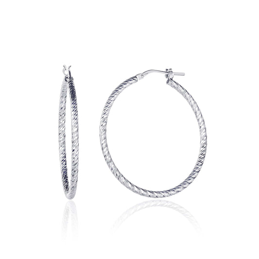 Diamond-Cut 925 Sterling Silver Hoop Earrings For Women