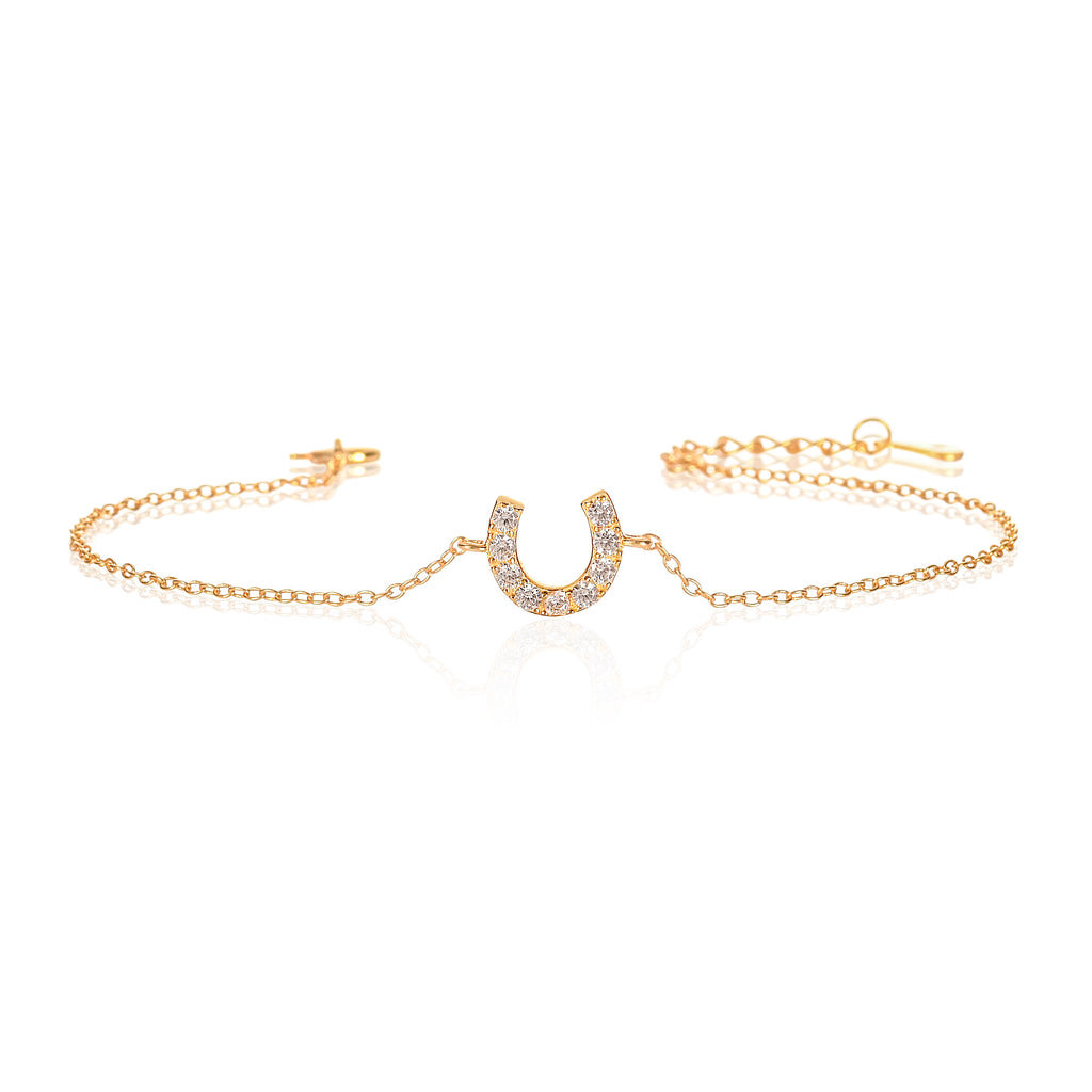 Gold Plated Dainty 925 Sterling Silver Lucky Horseshoe Bracelet For Women