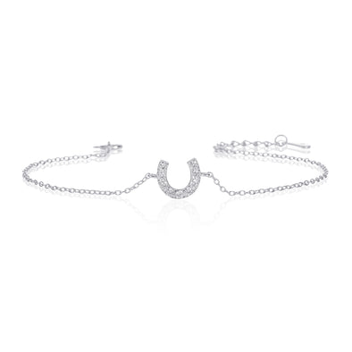 Dainty 925 Sterling Silver Lucky Horseshoe Bracelet For Women