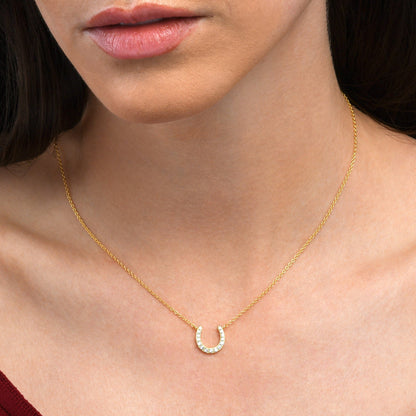 Gold Plated Sterling Silver Horse Shoe Pendant Necklace for Women