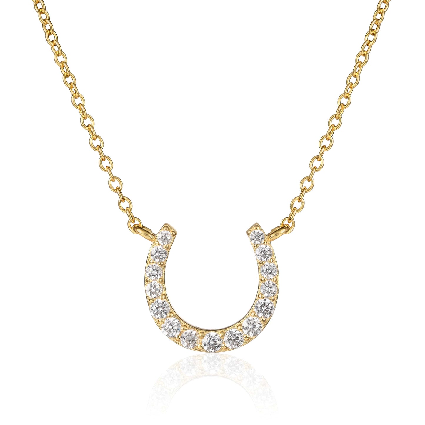 Gold Plated Sterling Silver Horse Shoe Pendant Necklace for Women
