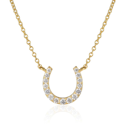 Gold Plated Sterling Silver Horse Shoe Pendant Necklace for Women