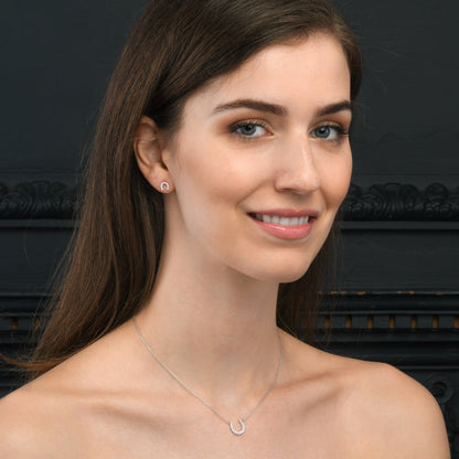 925 Sterling Silver Horse Shoe Pendant Necklace for Women