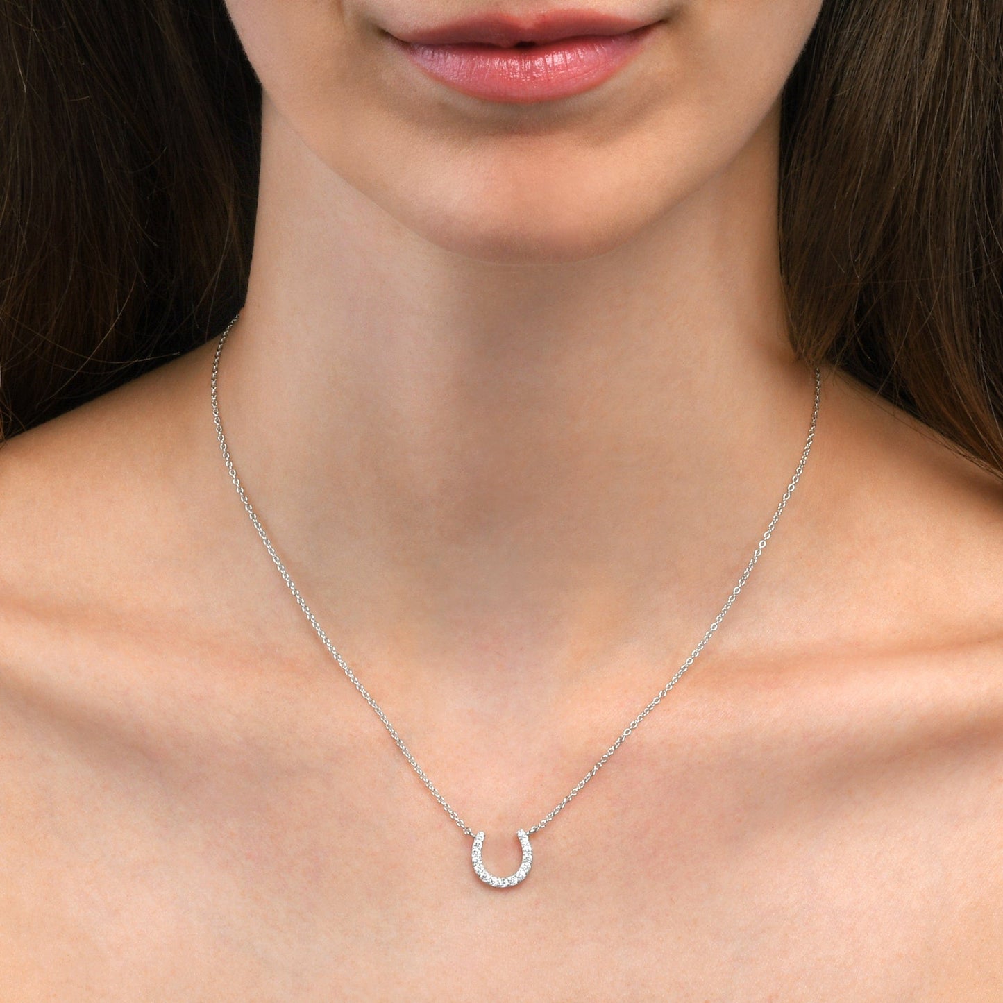 925 Sterling Silver Horse Shoe Pendant Necklace for Women