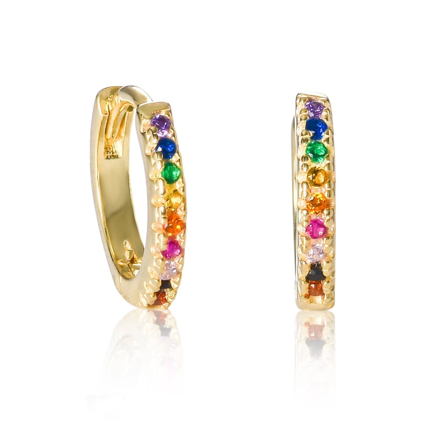 Gold Rainbow Mini Hoop Earrings for Women