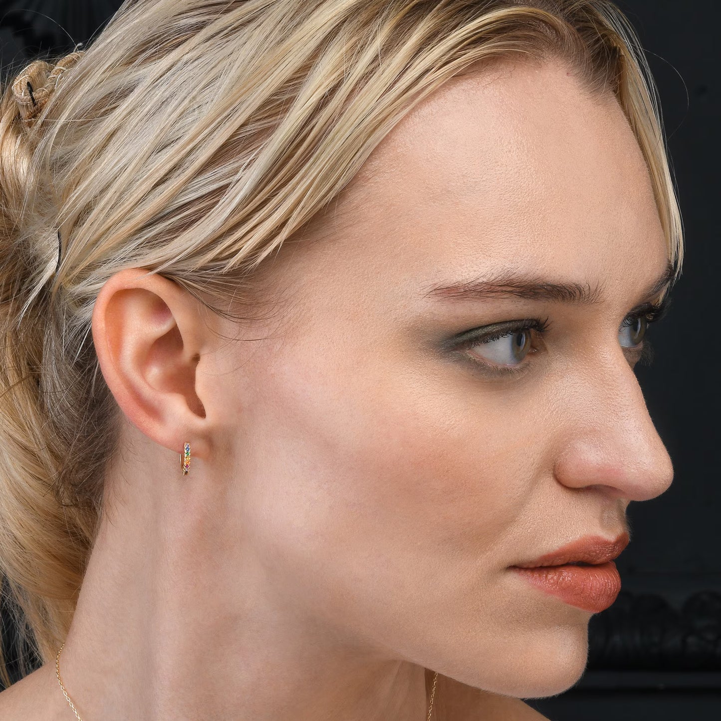 Gold Rainbow Mini Hoop Earrings for Women