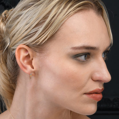 Gold Rainbow Mini Hoop Earrings for Women