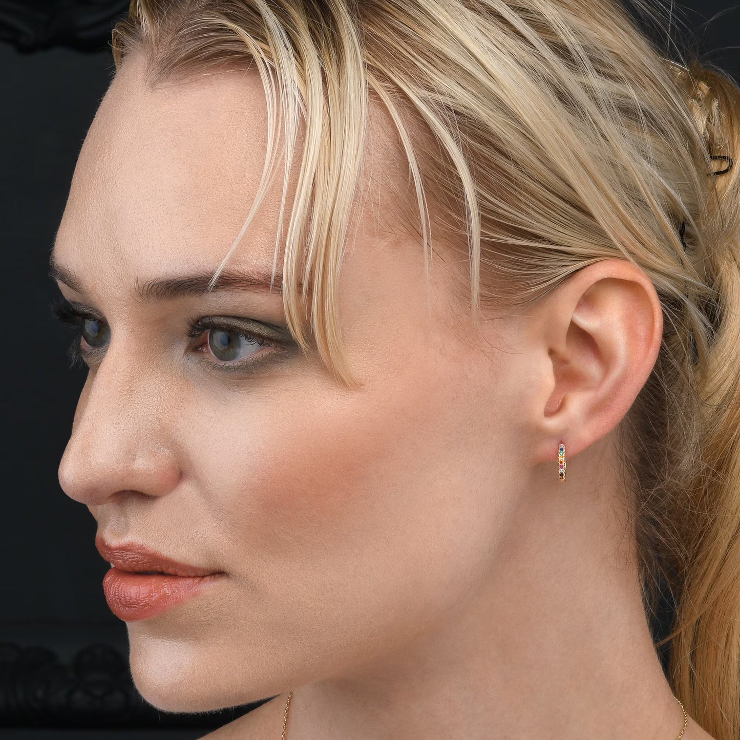 Gold Rainbow Mini Hoop Earrings for Women