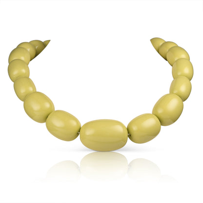 20 inch Long Light Green Oval Beads Statement Necklace for Women
