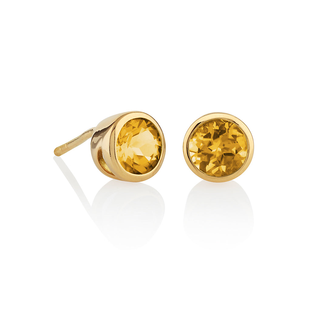 Gold Vermeil Bezel Set Citrine Stud Earrings For Women