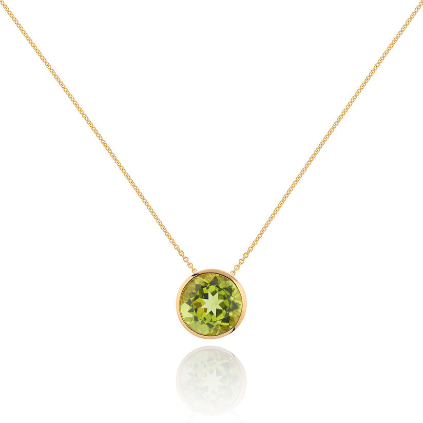 Gold Vermeil Bezel Set Peridot Pendant Necklace For Women