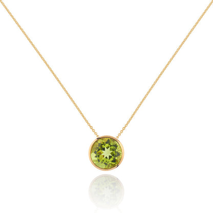 Gold Vermeil Bezel Set Peridot Pendant Necklace For Women