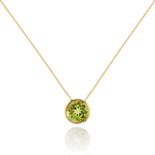 Gold Vermeil Bezel Set Peridot Pendant Necklace For Women