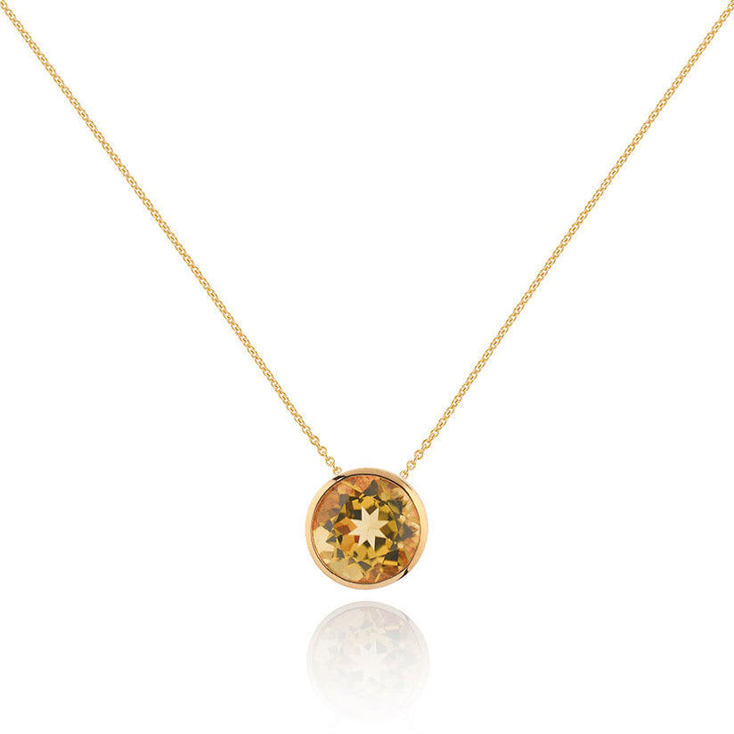 Gold Vermeil Bezel Set Cirtine Pendant Necklace For Women