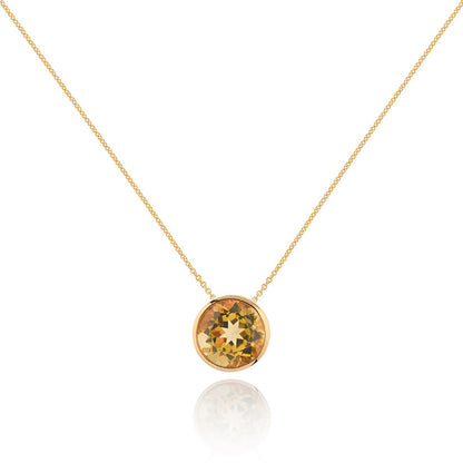 Gold Vermeil Bezel Set Cirtine Pendant Necklace For Women