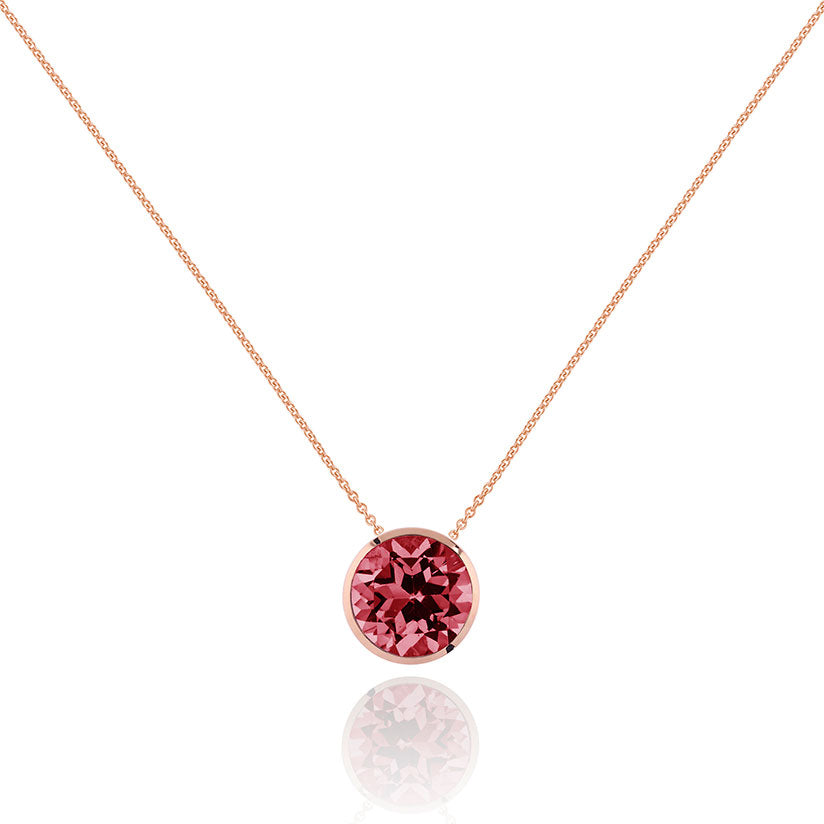 Rose Gold Vermeil Bezel Set Rhodolite Pendant Necklace For Women